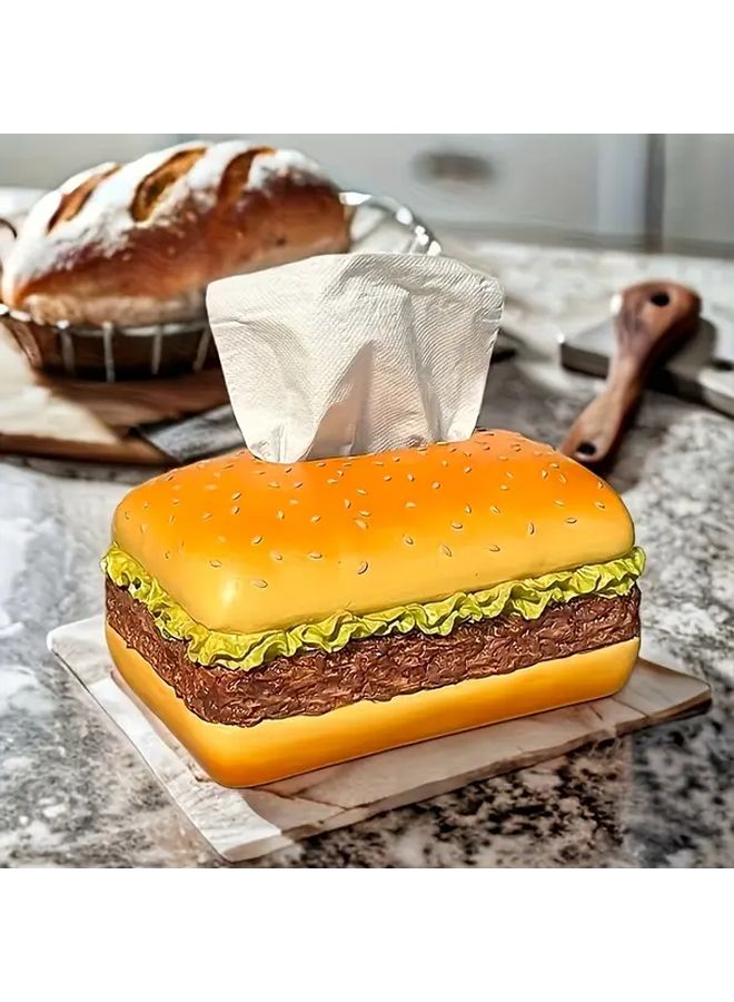 Novelty Hamburger Tissue Box Round PP Plastic Napkin Holder Kitchen Desk Decor Fun Gift - Image 5